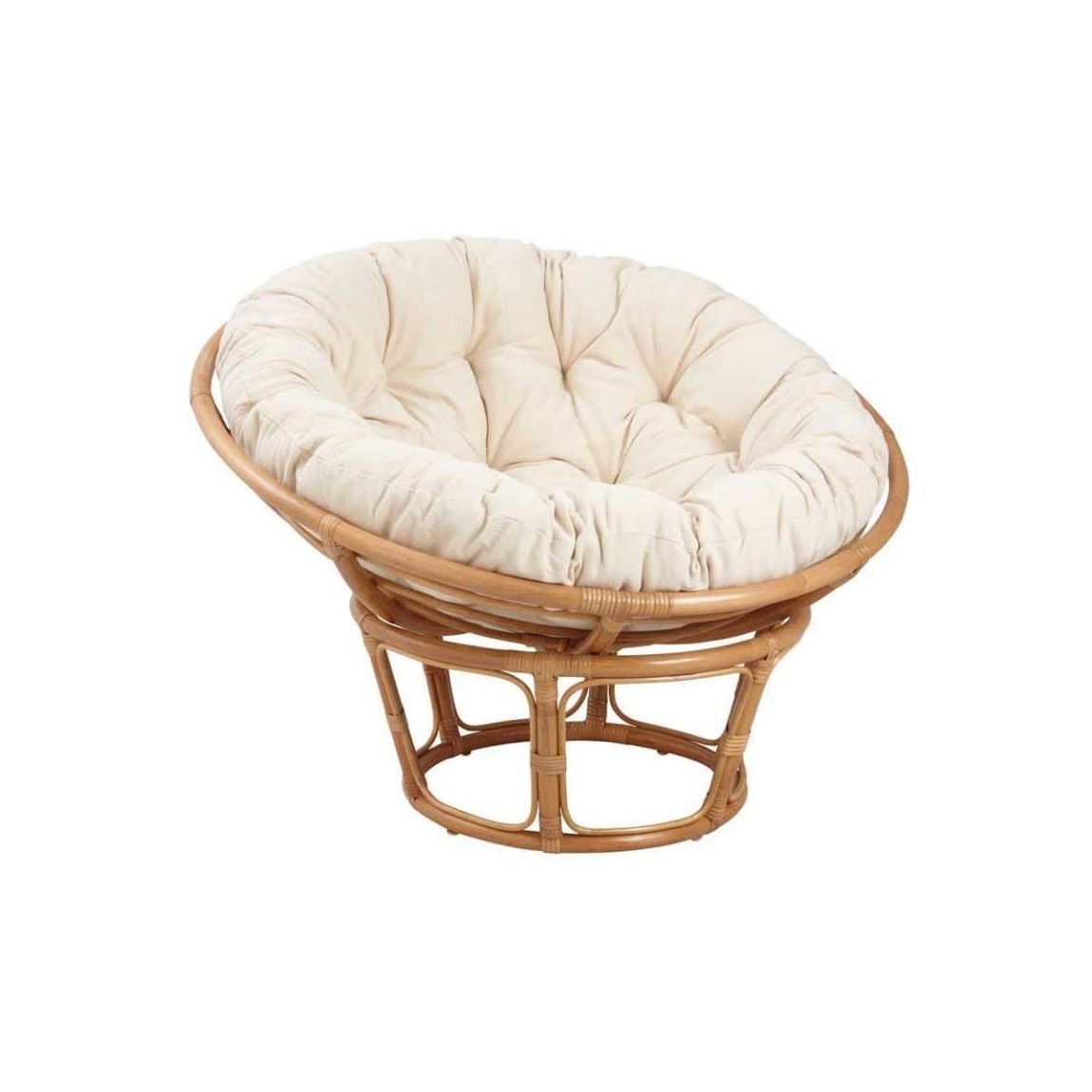 Fauteuil papasan en rotin avec coussin écru main product photo