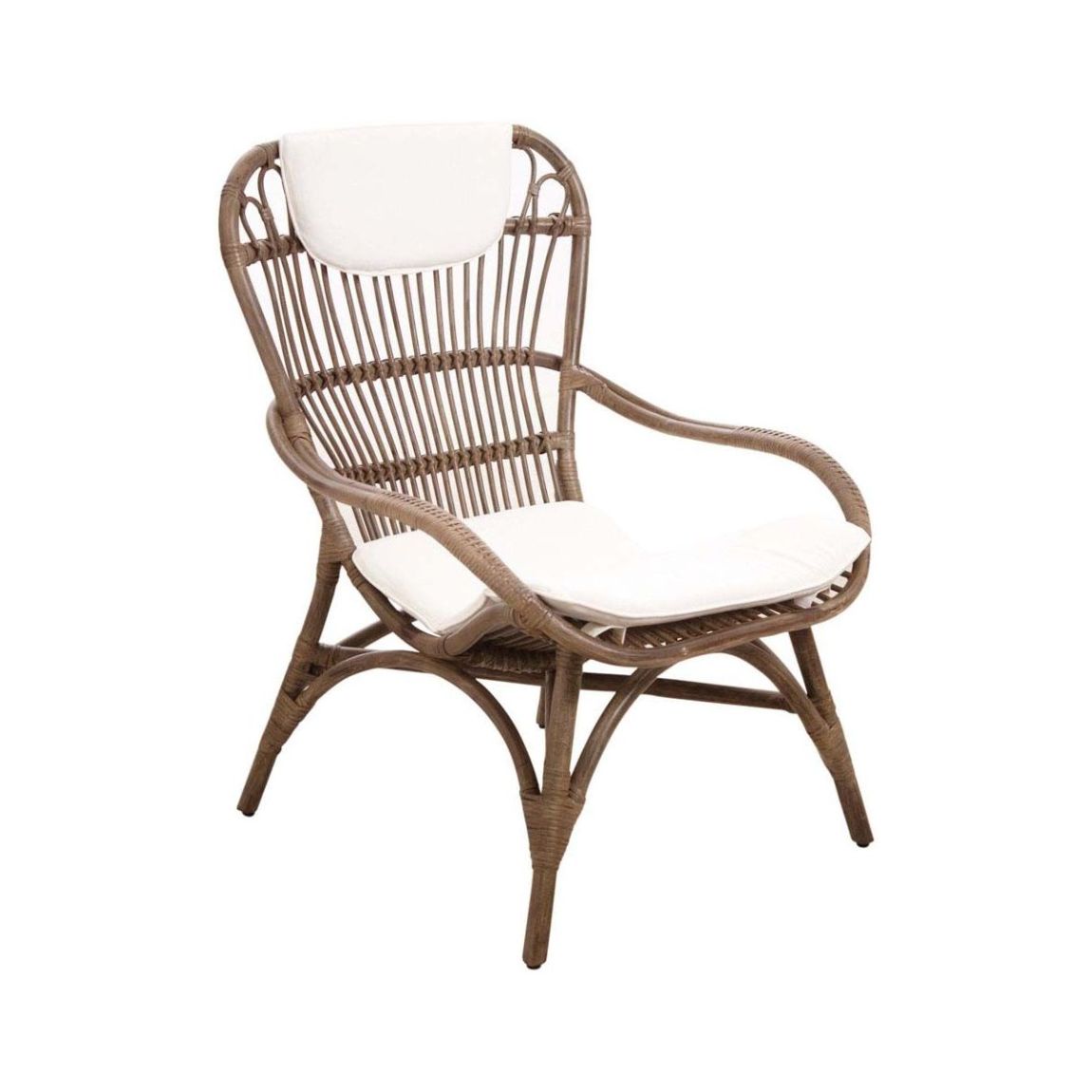 Fauteuil en rotin gris vintage main product photo