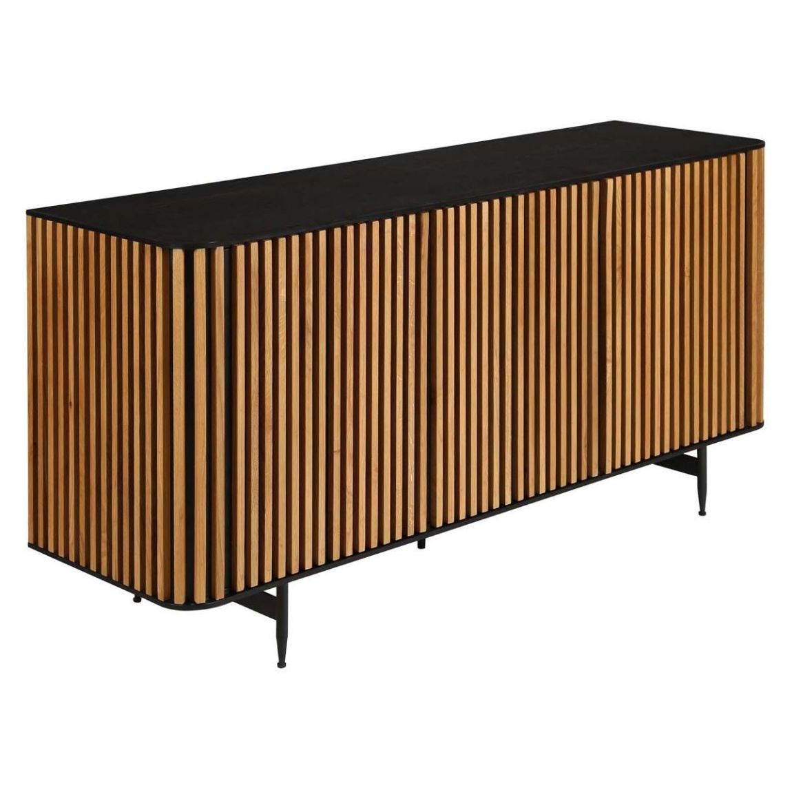 Buffet 3 portes en plaqué chêne Linea main product photo