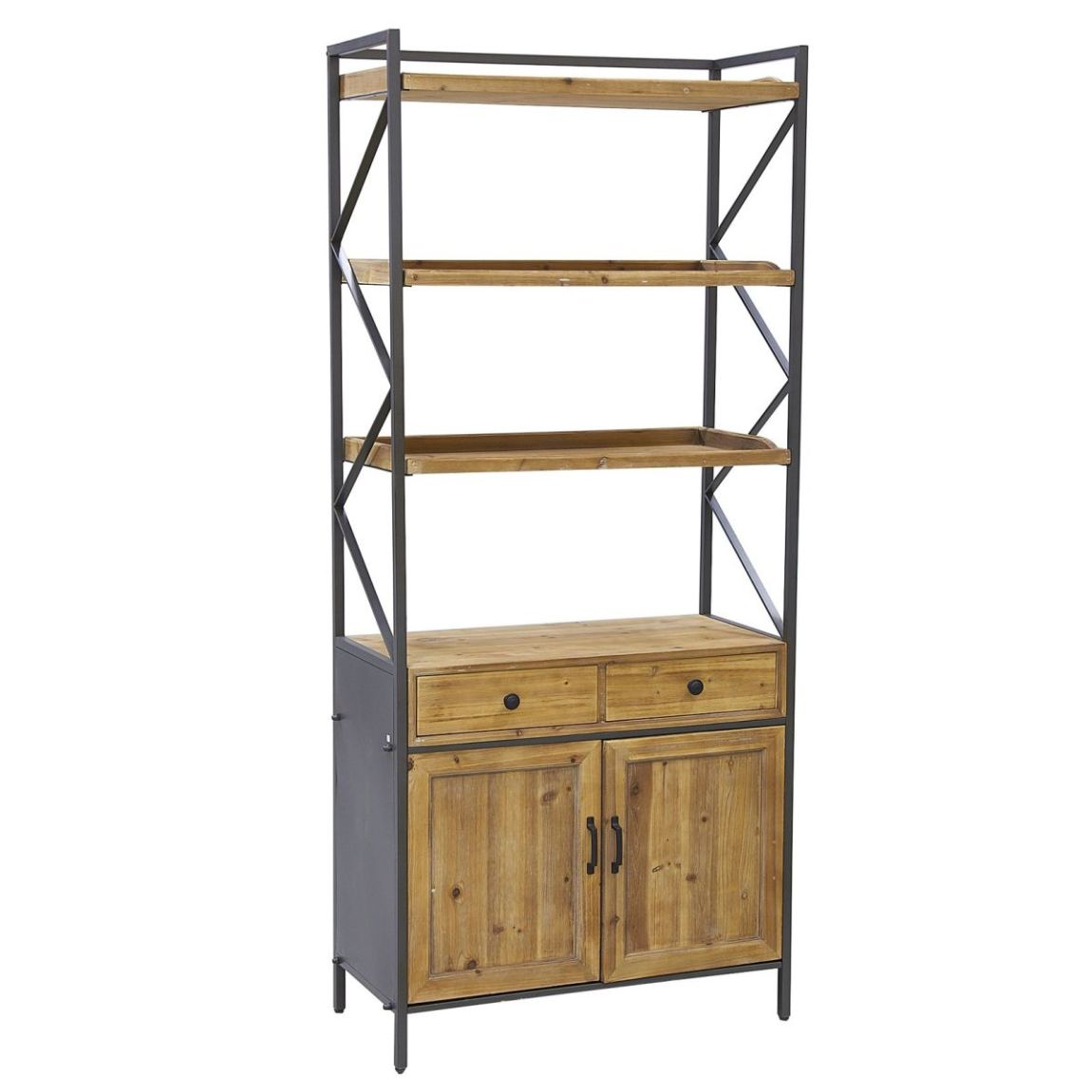 Etagère en pin et métal 2 tiroirs main product photo