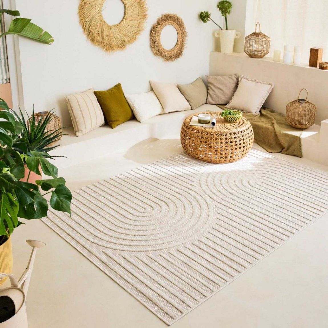 Tapis intérieur extérieur en polypropylène Fira 986 blanc 300 x 80 cm main product photo