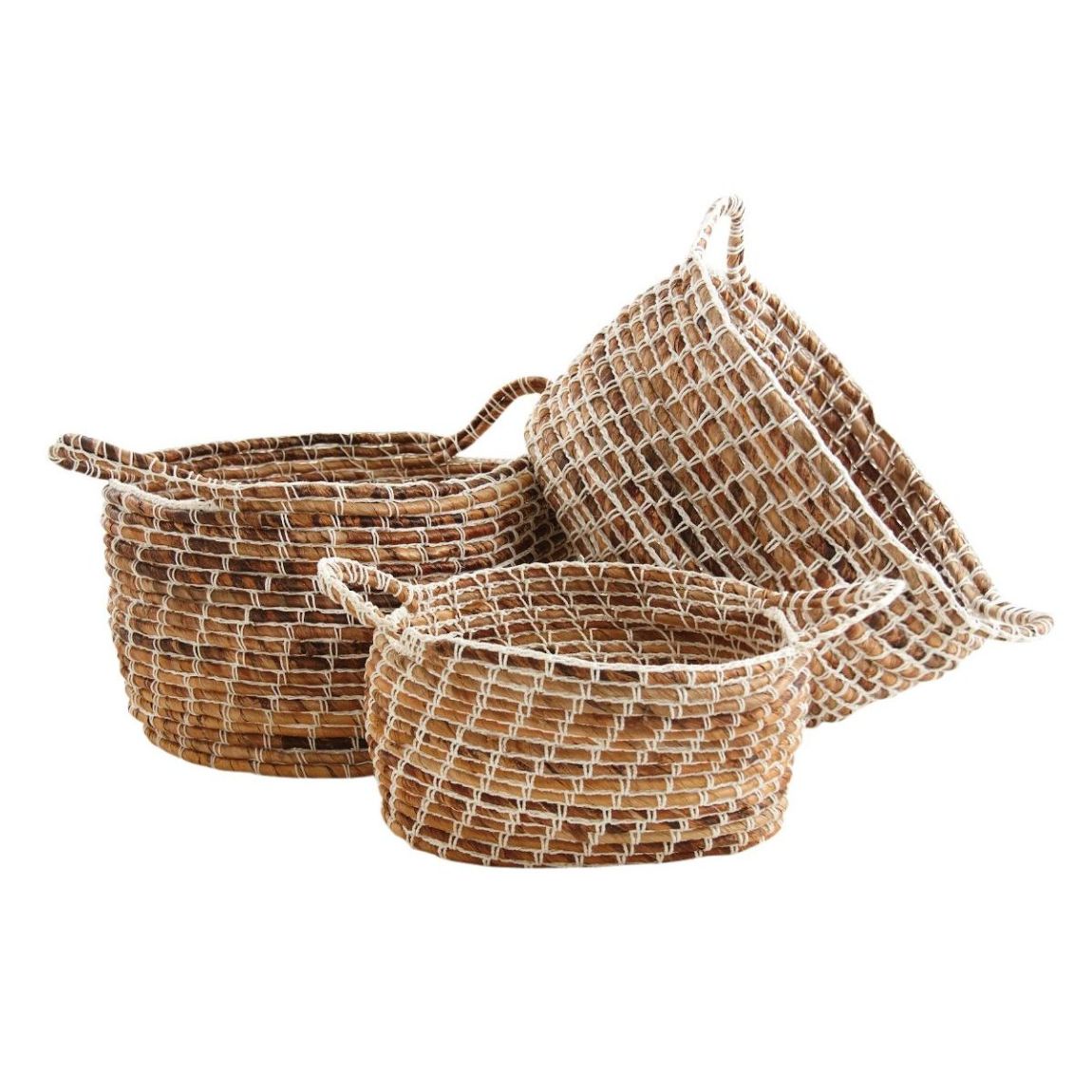 Corbeilles de rangement ovales en bananier (Lot de 3) main product photo