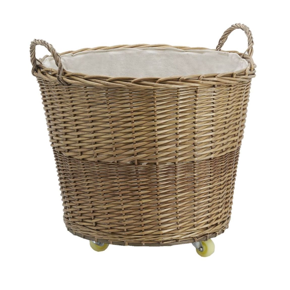 Corbeille à roulettes en osier avec doublure en jute Ronde main product photo