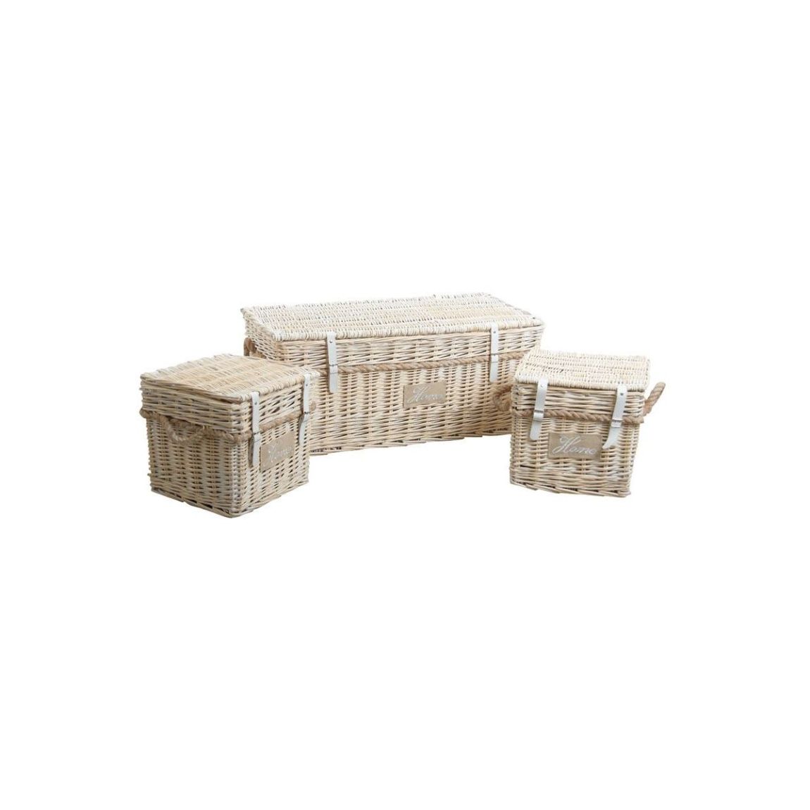 Malles carrées en osier blanchi (Lot de 3) main product photo