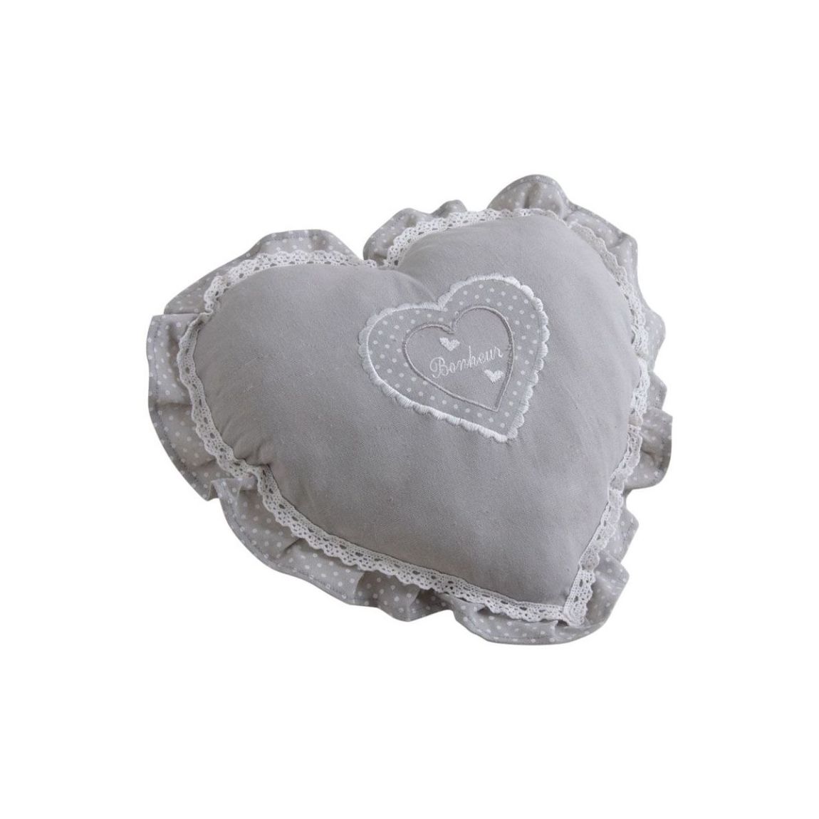 Coussin coeur gris main product photo