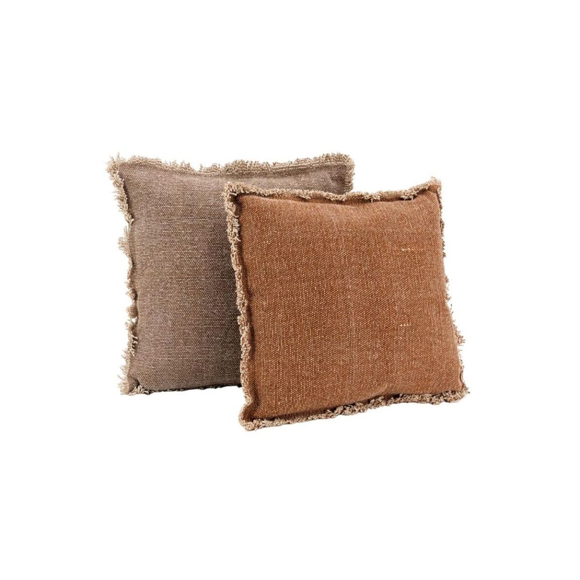 Coussin en coton recyclé à franges Lot de 2 main product photo