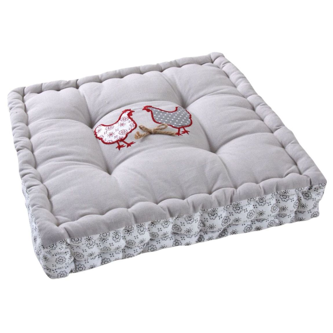 Coussin carré en coton et lin Poule main product photo
