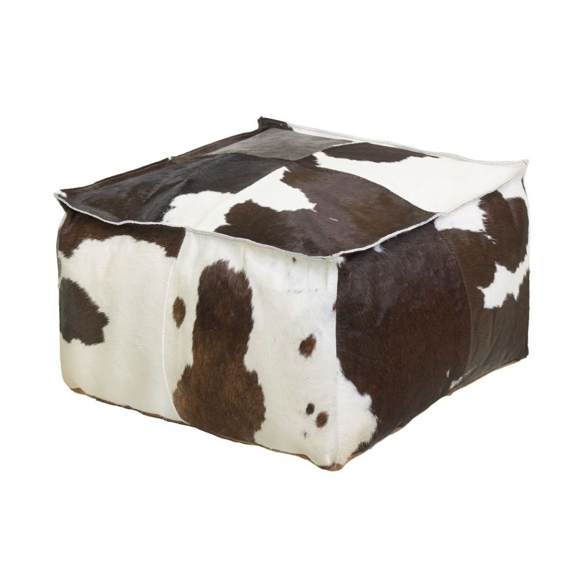 Pouf carré en peau de vache véritable main product photo