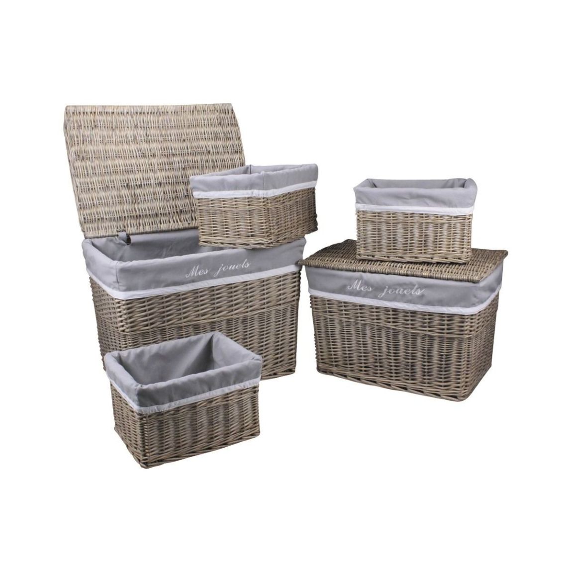 Malles et corbeilles en osier (Lot de 5) main product photo