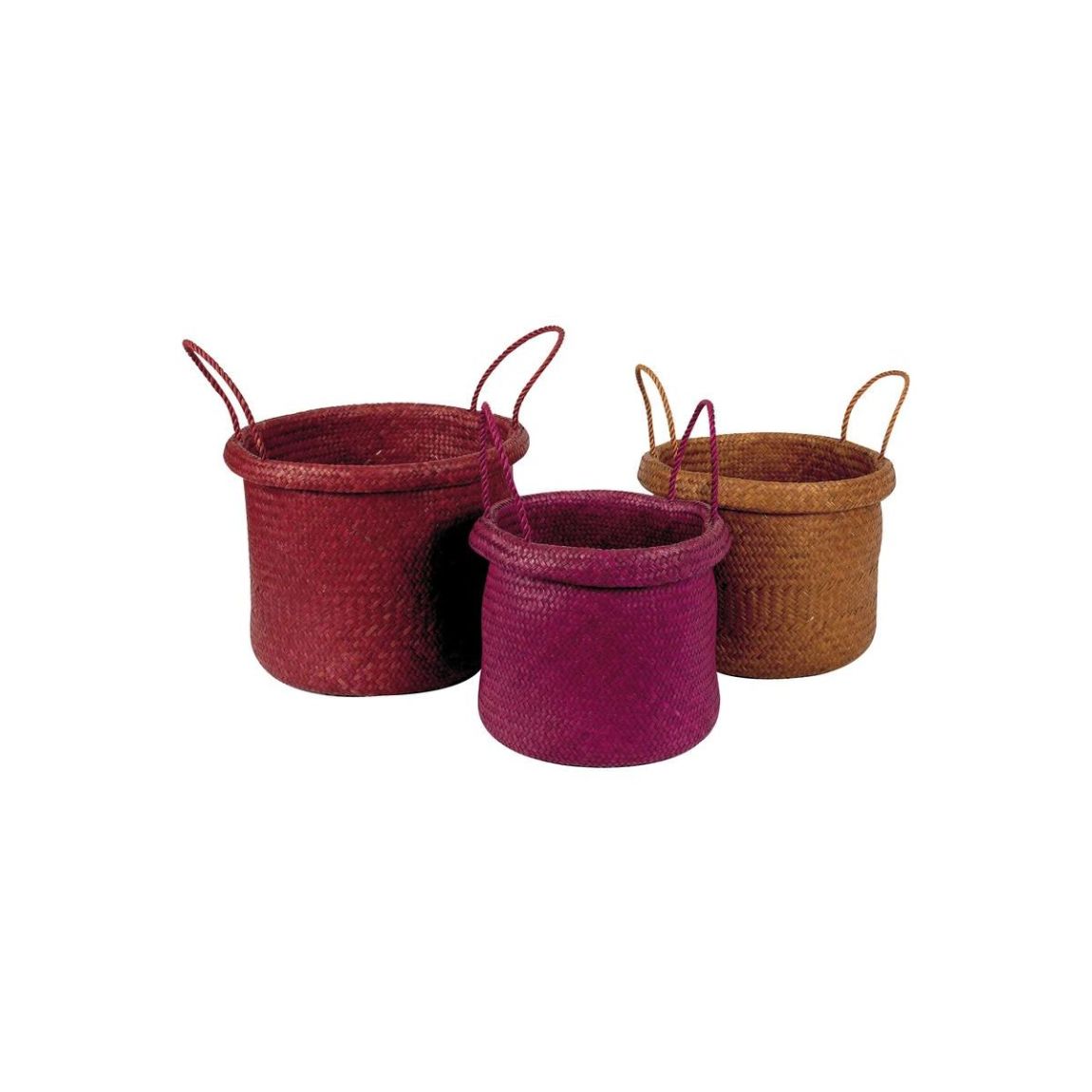 Corbeille en palmier coloris assortis (lot de 3) Rond main product photo