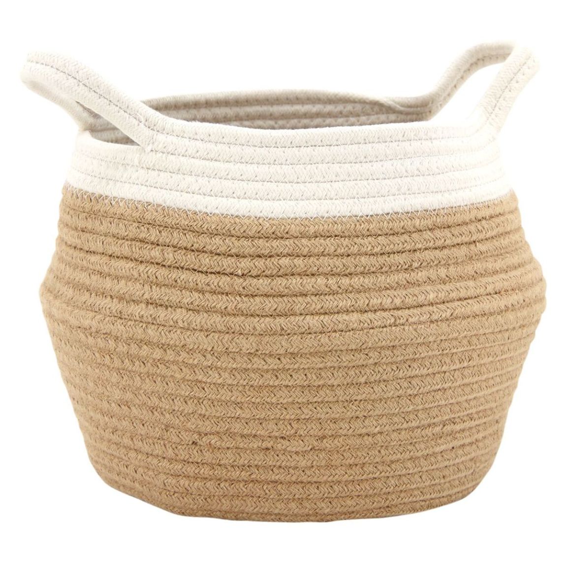 Set de 3 corbeilles en corde blanc et naturel avec 2 anses main product photo