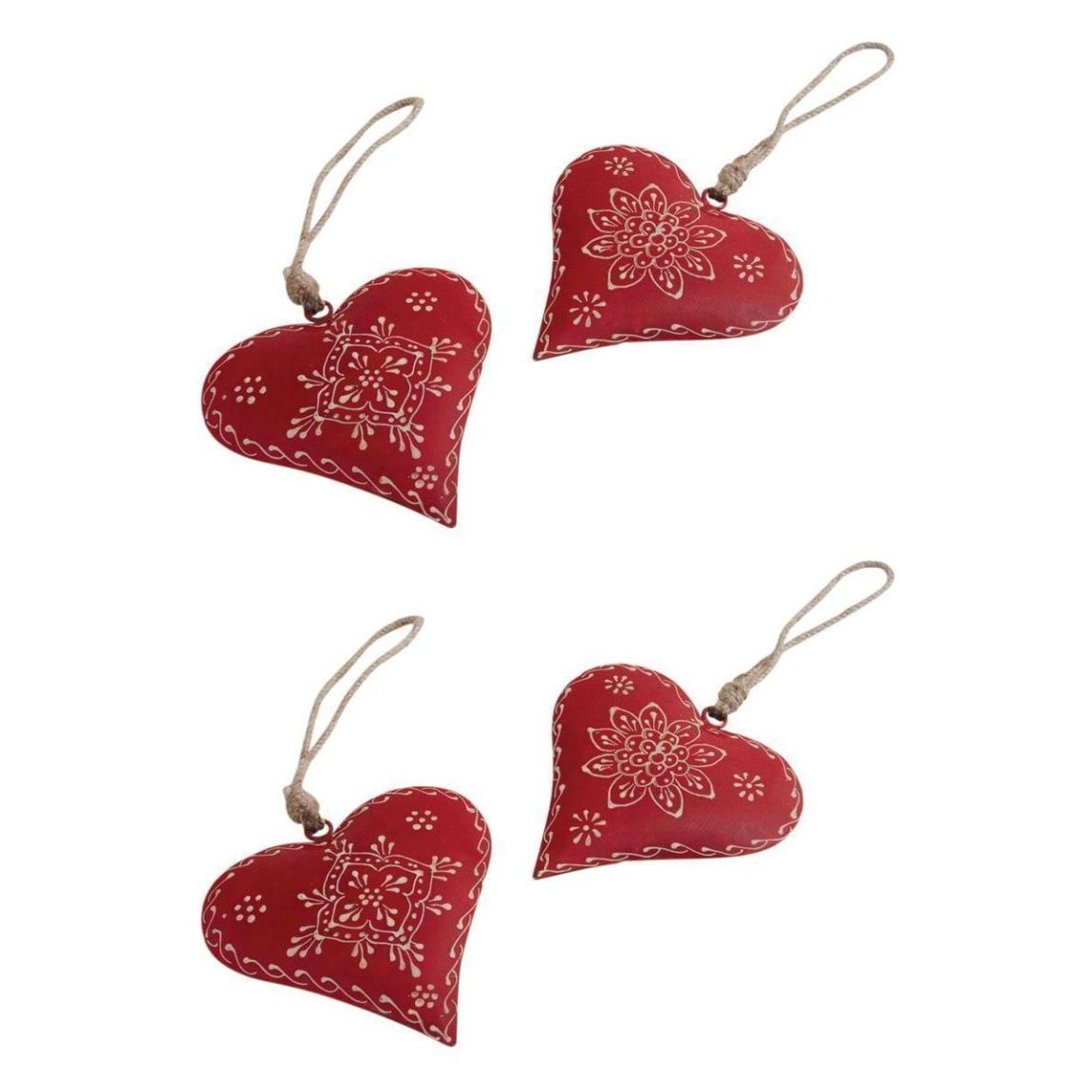 Coeur à suspendre en métal et corde Lot de 4 - 12 cm main product photo