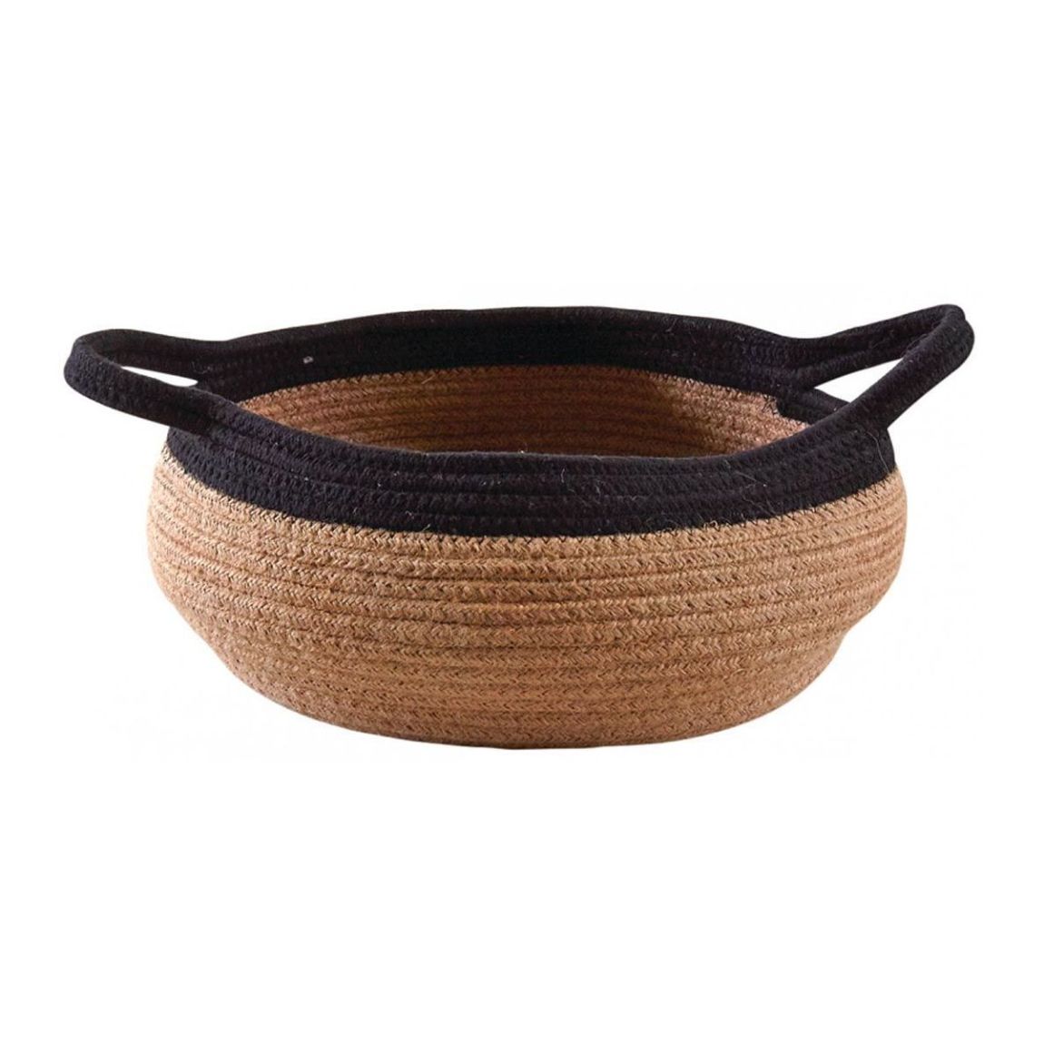 Corbeille ronde en jute naturelle et noire 2 anses main product photo