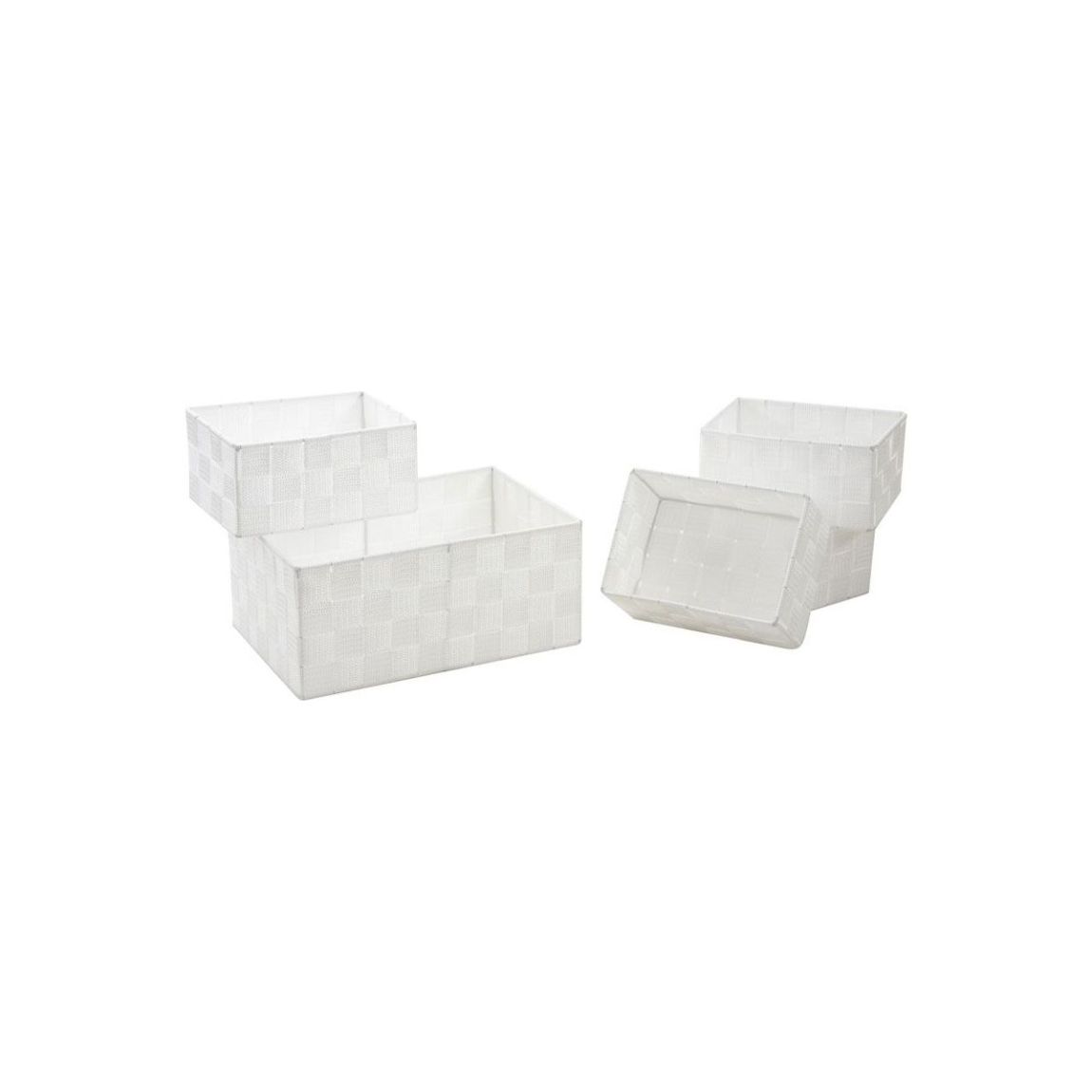 Corbeilles de rangement en nylon blanc (Lot de 5) main product photo