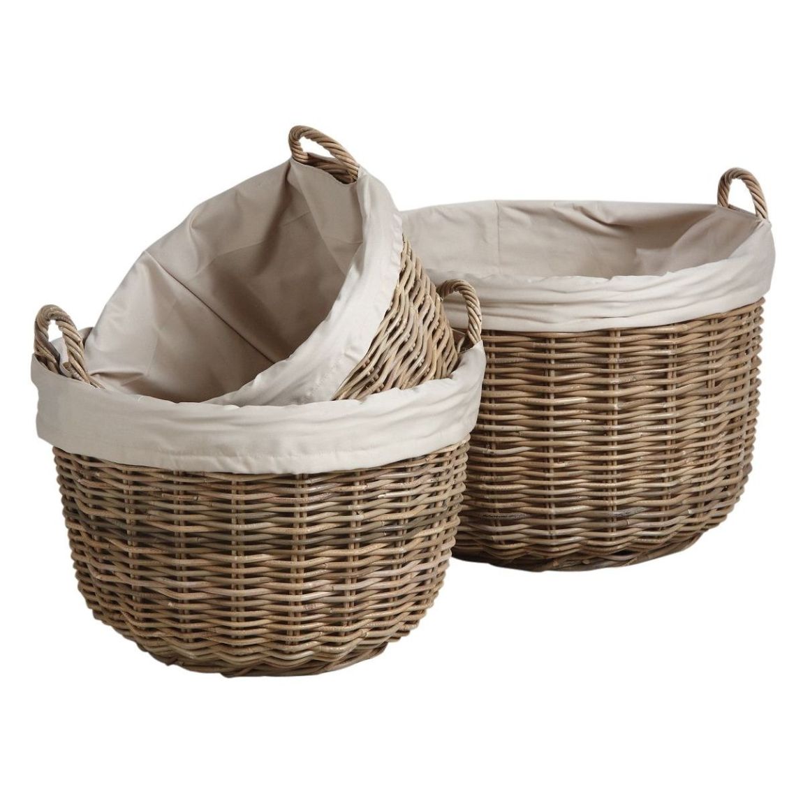Corbeilles de rangement rondes en poelet gris (Lot de 3) main product photo