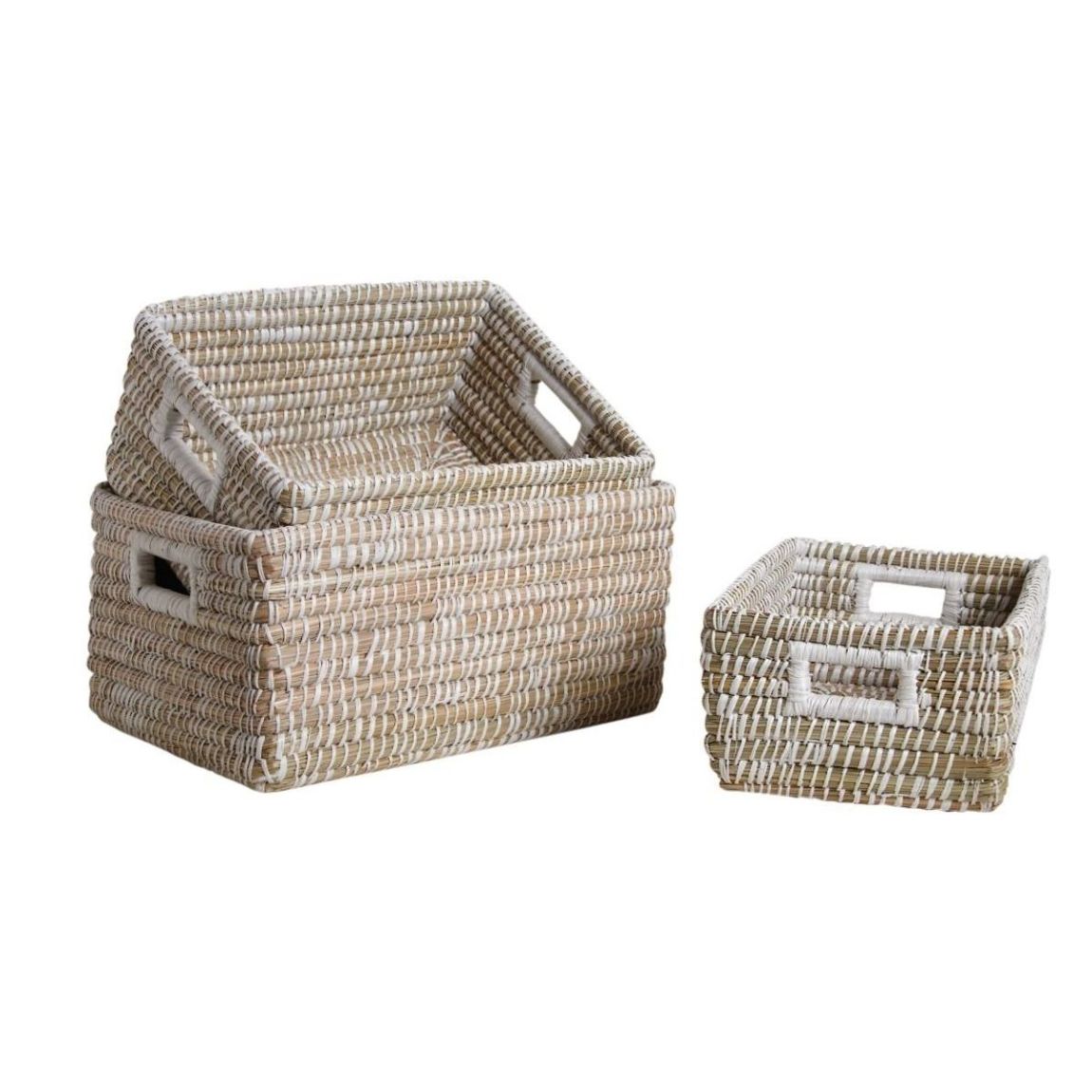 Corbeilles de rangement en jonc (Lot de 3) main product photo