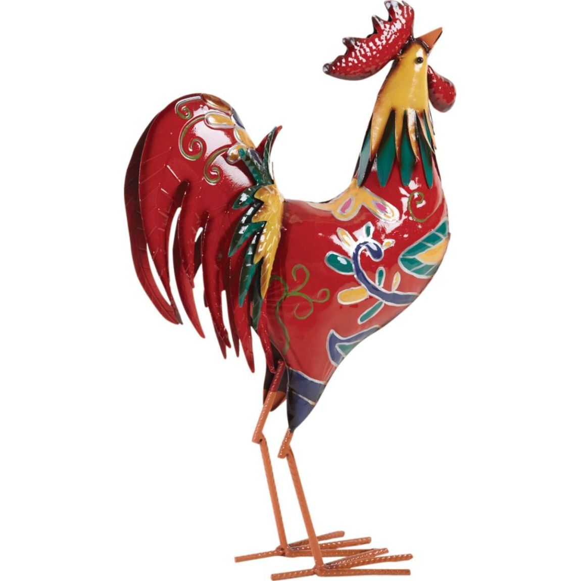 Coq en métal laqué multicolore main product photo