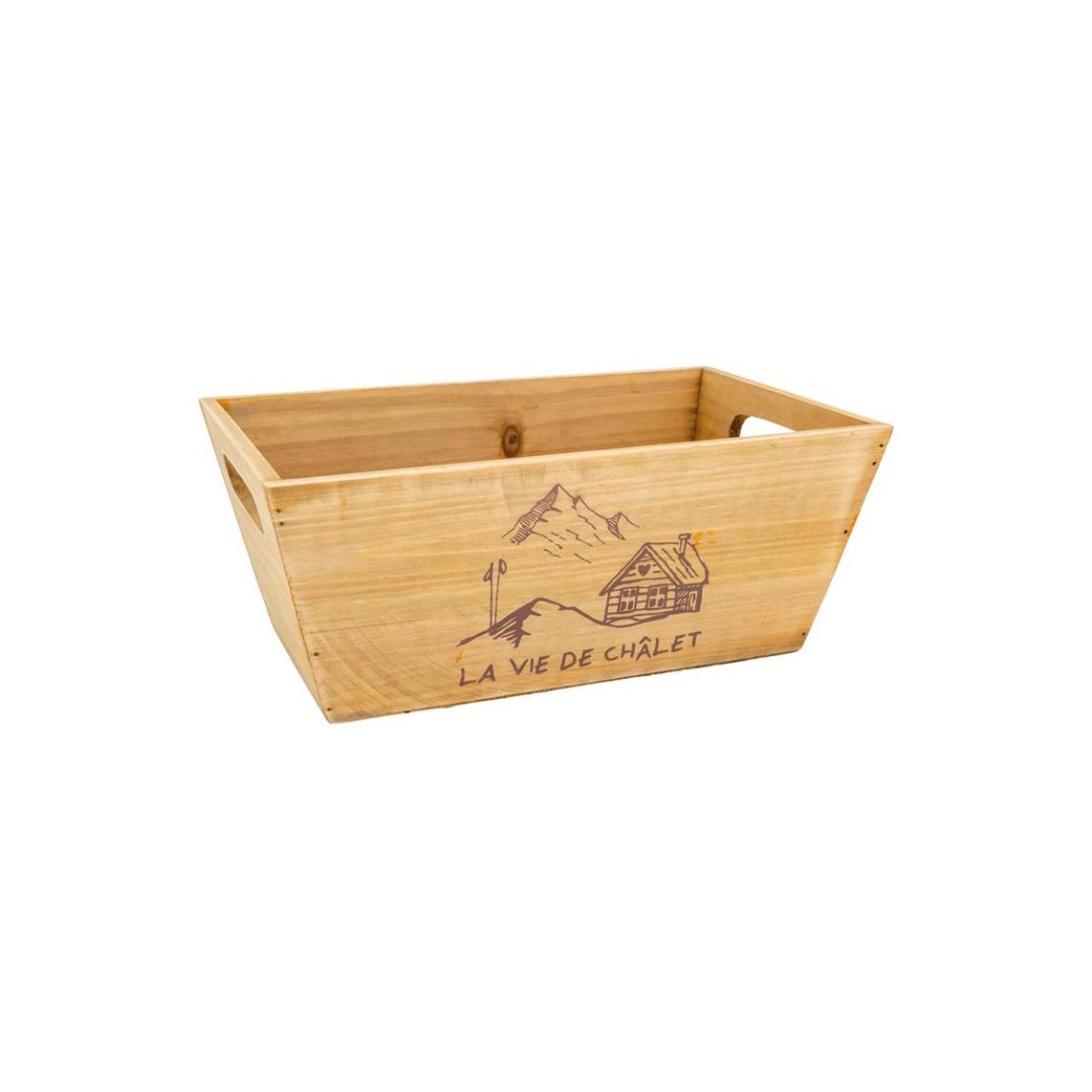 Corbeille en bois rectangulaire "La vie de chalet" main product photo