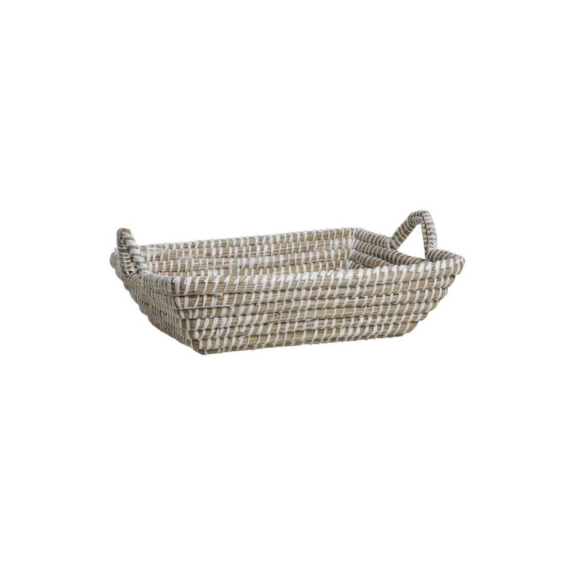 Manne rectangulaire en jonc naturelle Blanc L 40cm main product photo