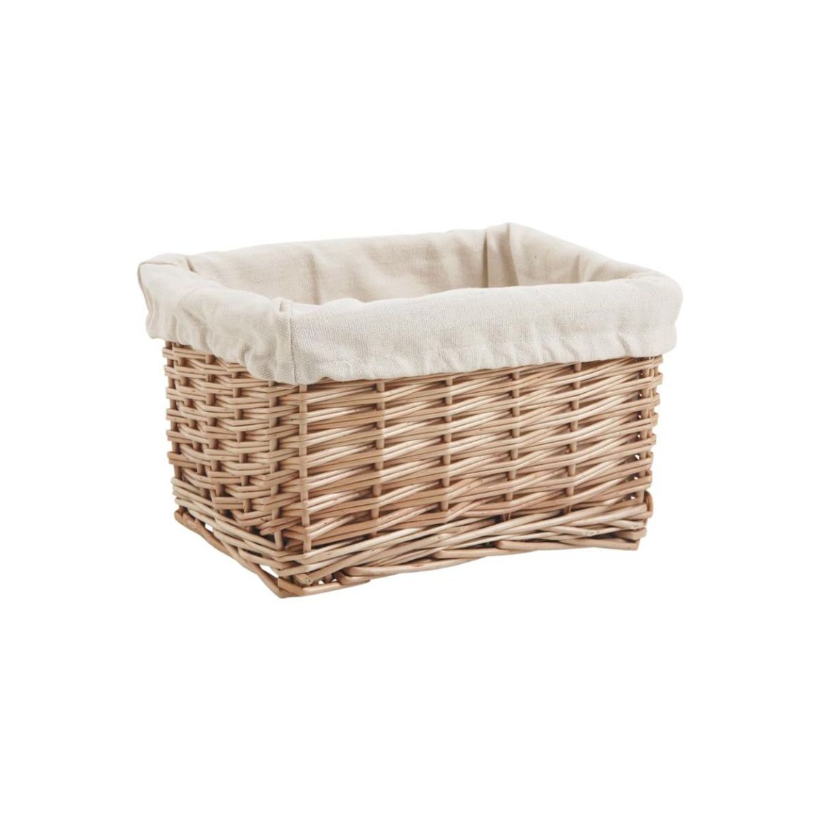 Corbeille rectangulaire en osier doublé coton 28 x 22 x 15 cm main product photo