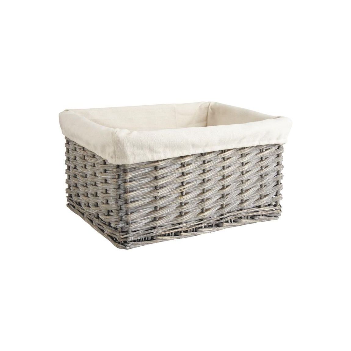 Corbeille de rangement en osier gris et coton Taille 1 main product photo