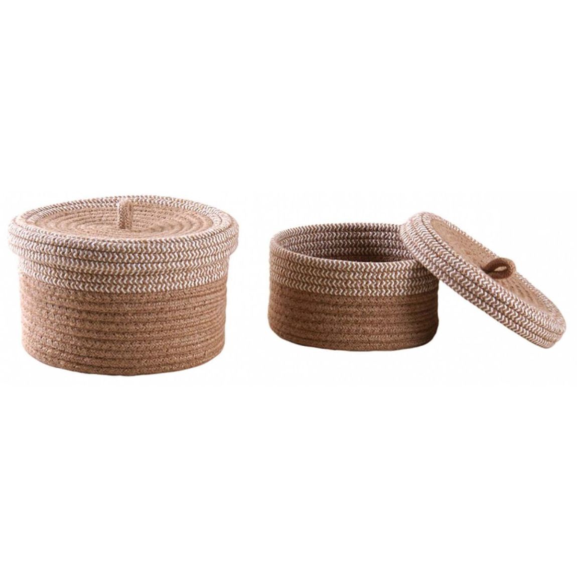 Boite en jute naturelle et blanche (Lot de 2) main product photo