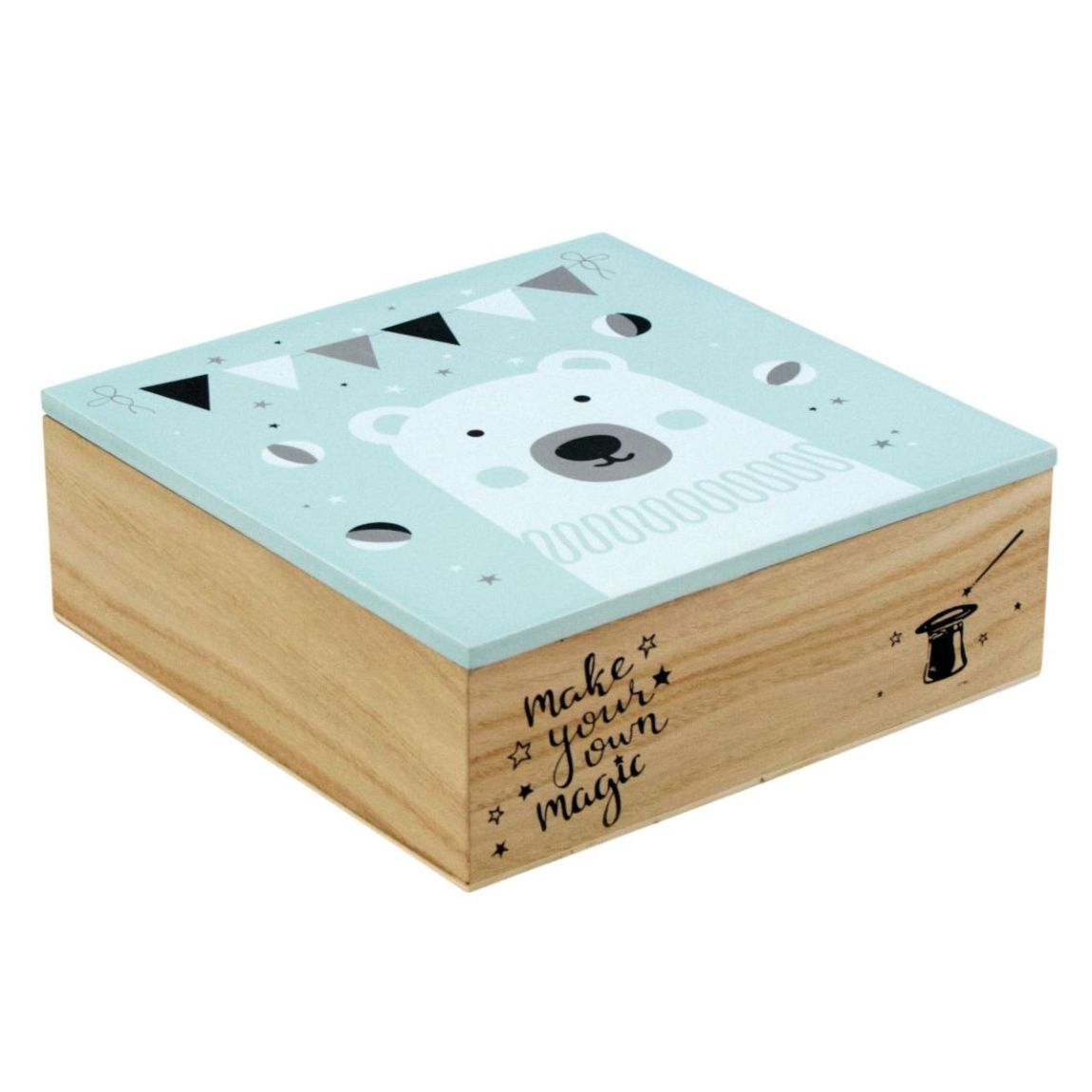 Boite carrée en bois Ours main product photo