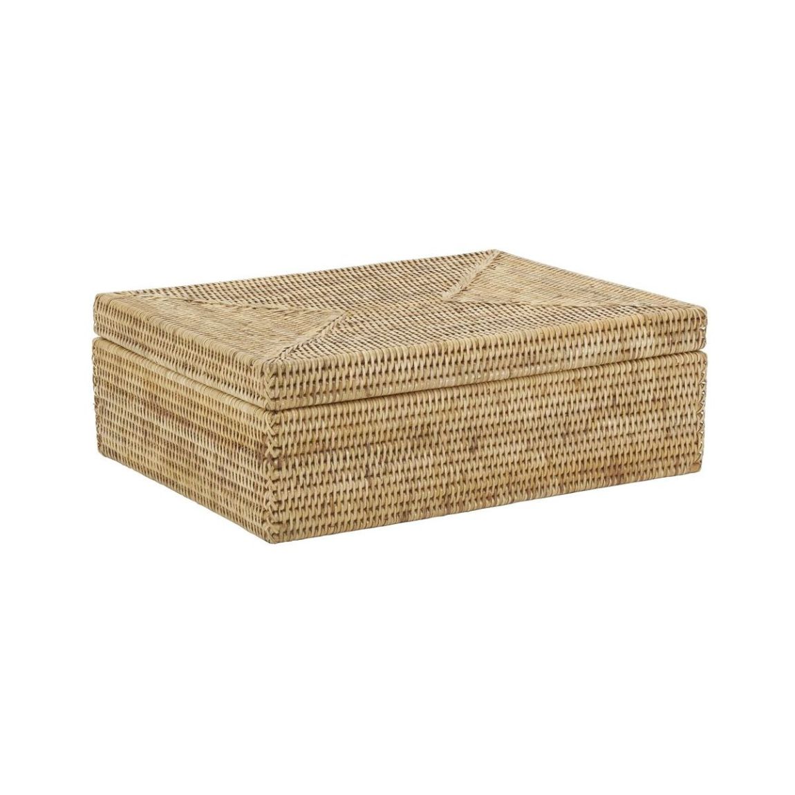 Coffret rectangulaire en rotin naturel main product photo