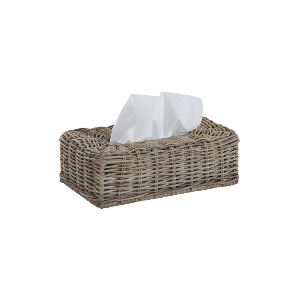 Boite à mouchoirs ancienne en rotin main product photo