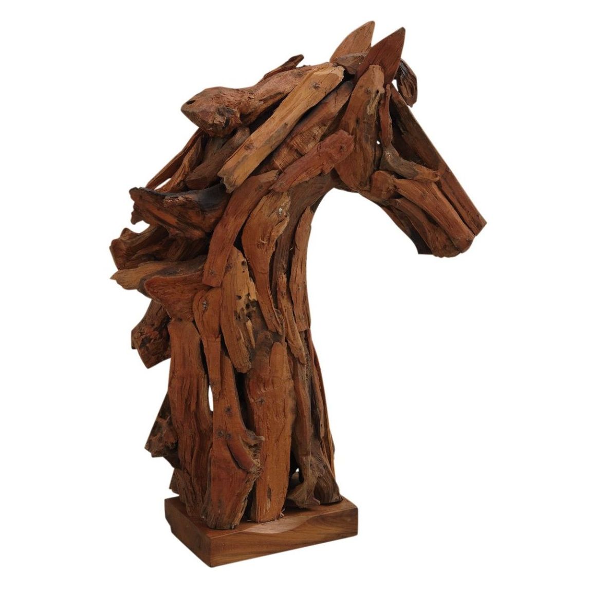 Tête de cheval en teck recyclé main product photo