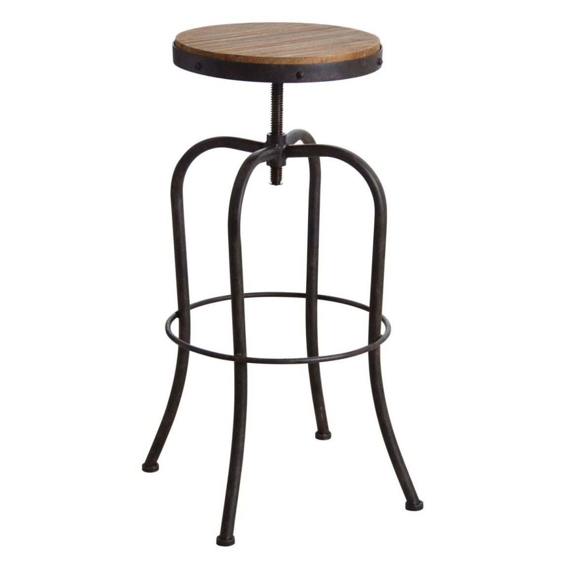 Tabouret haut pivotant en métal et bois main product photo