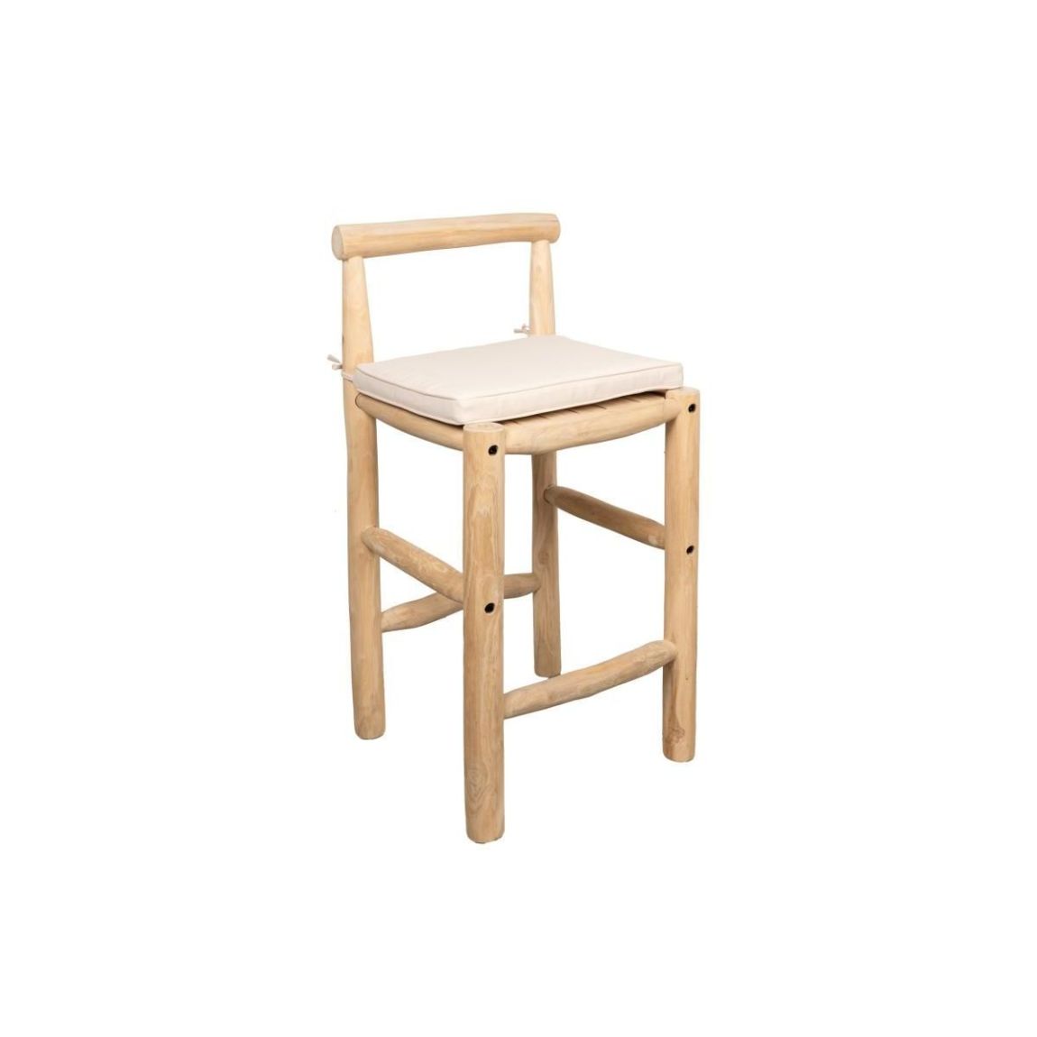 Tabouret haut en branches de teck naturel main product photo