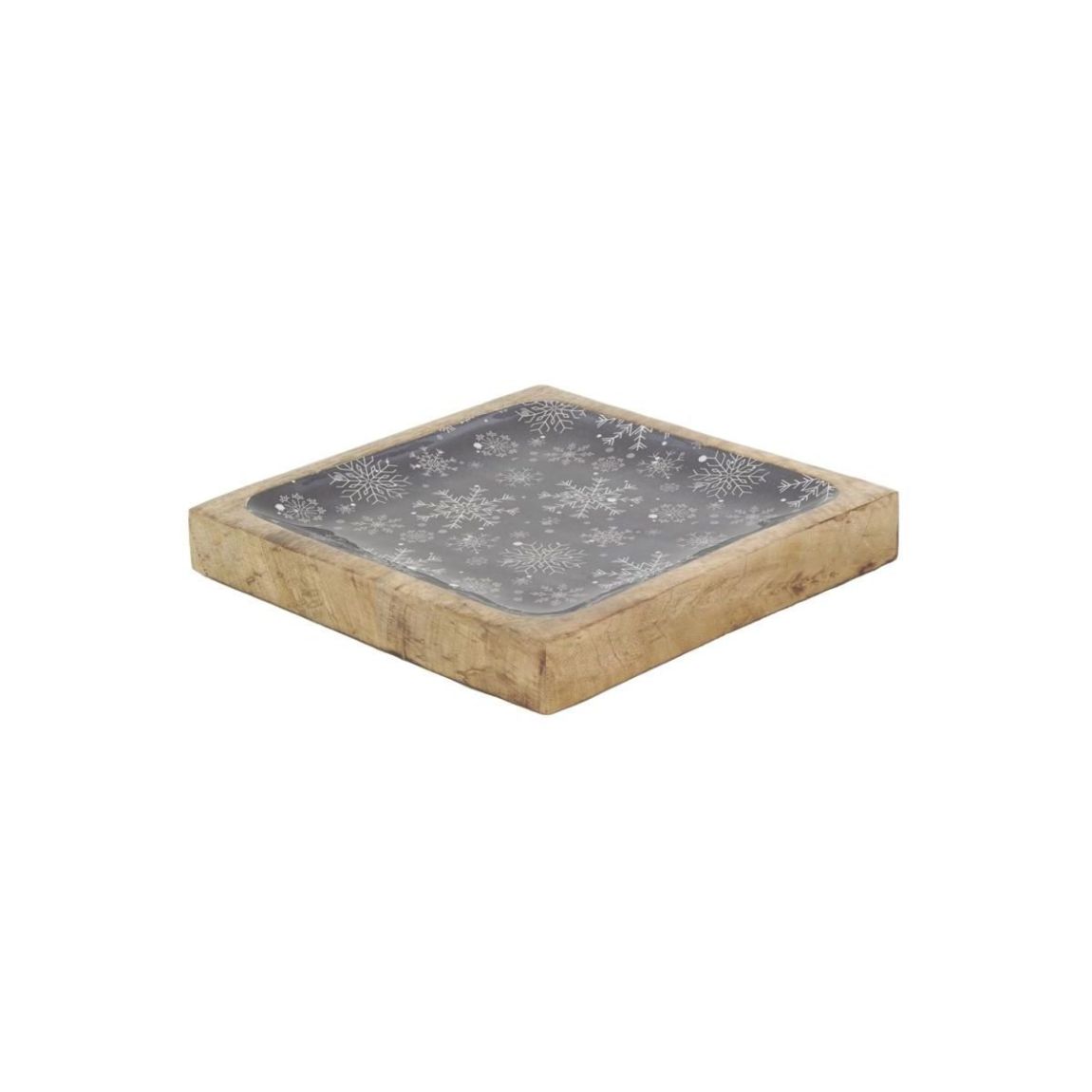 Corbeille en manguier et résine Carré noir main product photo