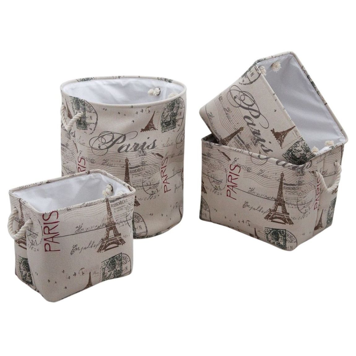 Panier à linge Paris avec corbeilles en jute (Lot de 4) main product photo