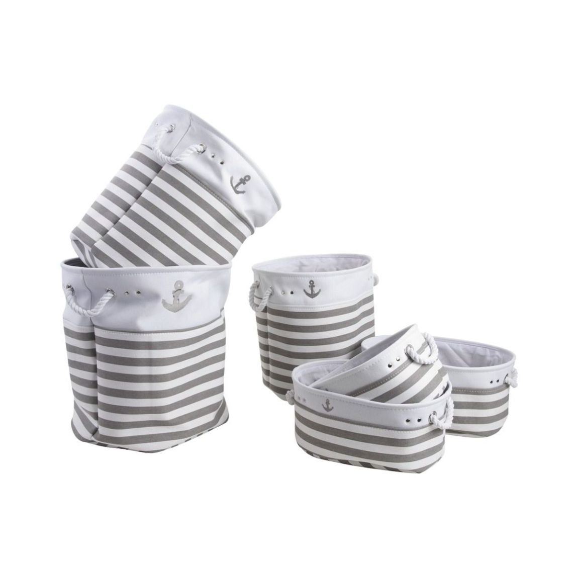 3 paniers à linge + 3 corbeilles en coton (Lot de 6) main product photo