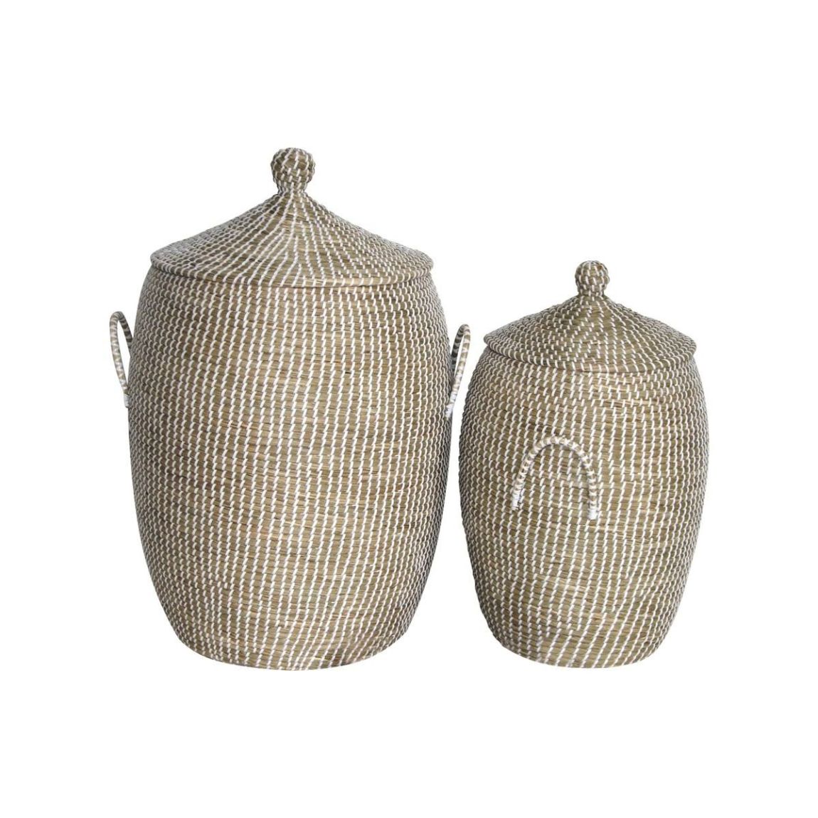 Paniers à linge en jonc de mer (Lot de 2) Blanc main product photo