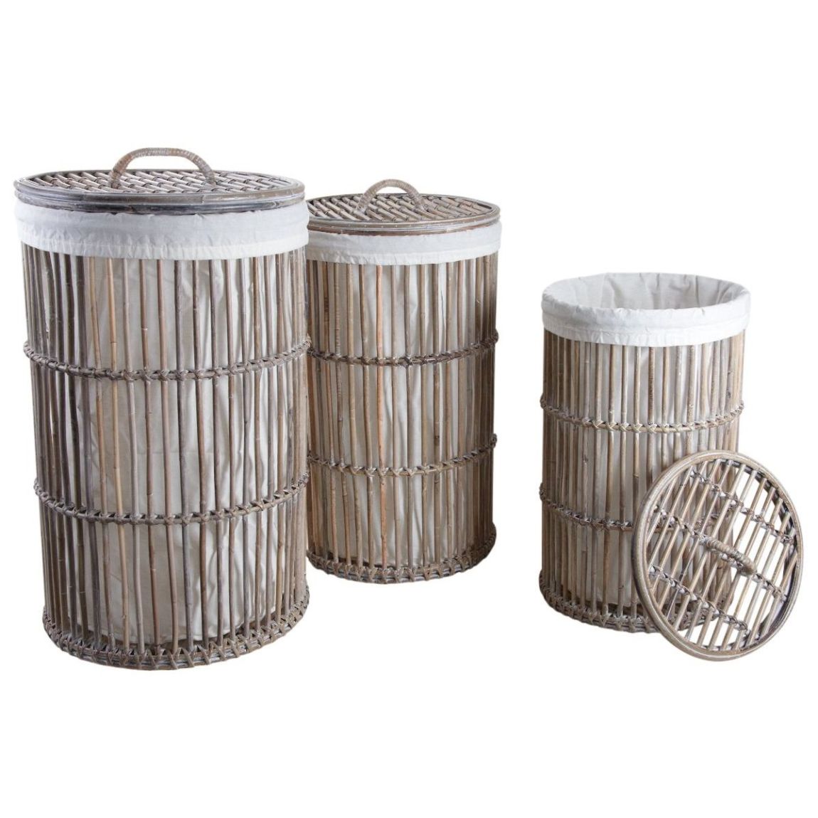 Paniers à linge en poelet gris (Lot de 3) main product photo