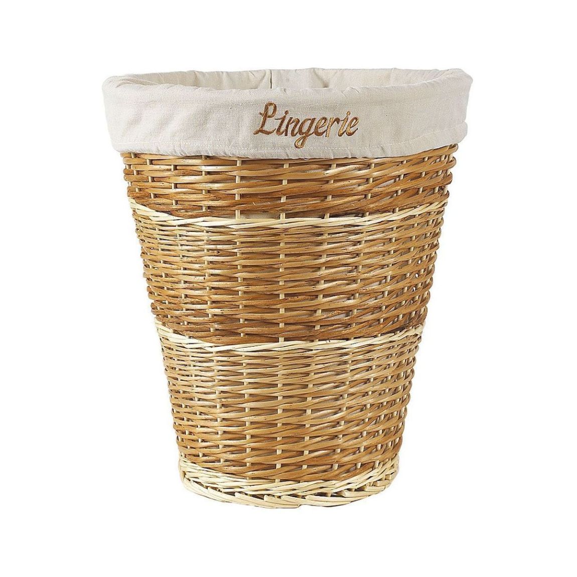 Panier à linge en osier blanc et éclisse buff main product photo