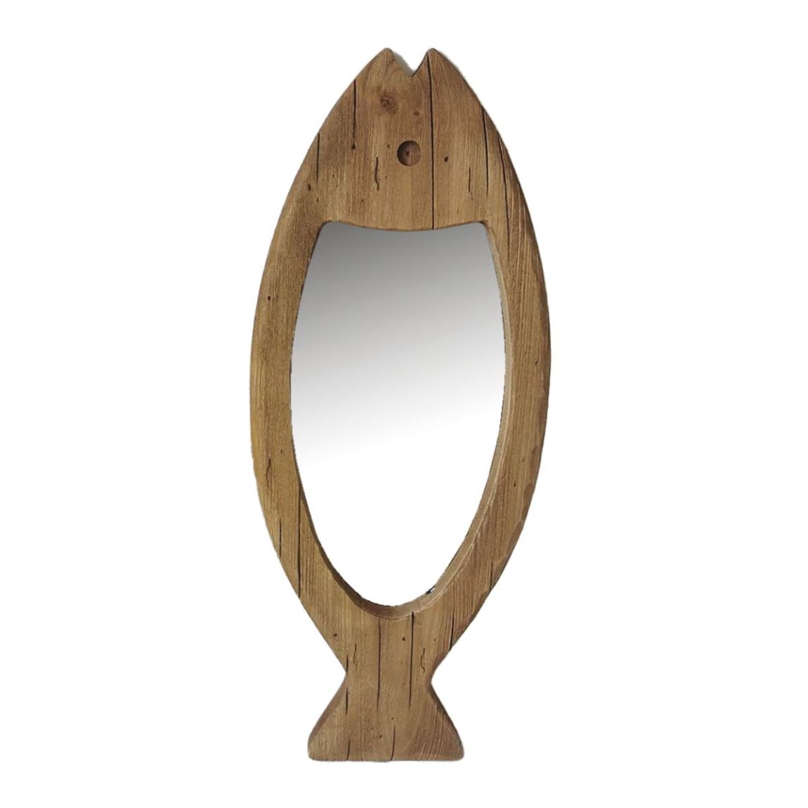 Miroir poisson en bois recyclé Petit modèle main product photo