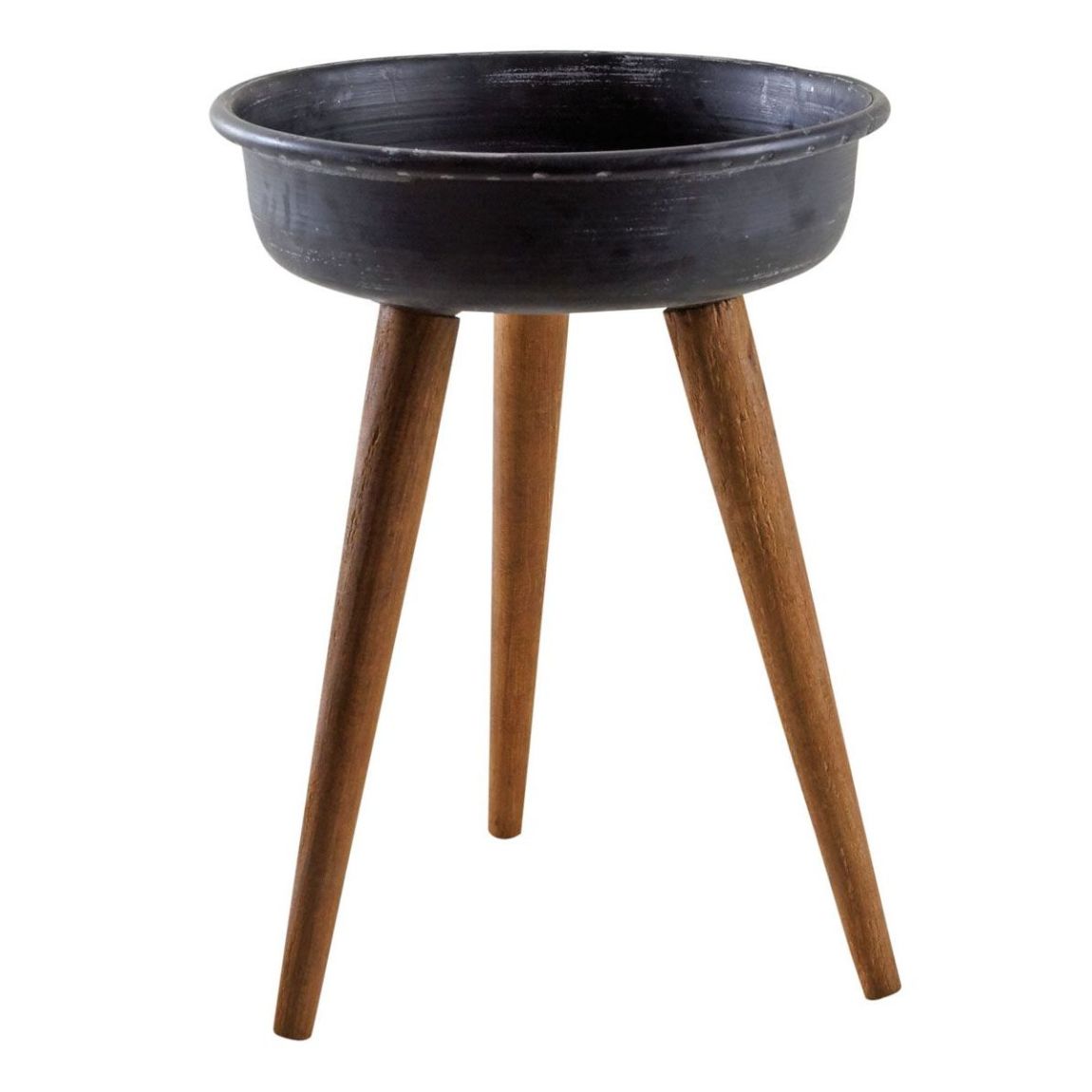 Porte pot en métal et bois main product photo