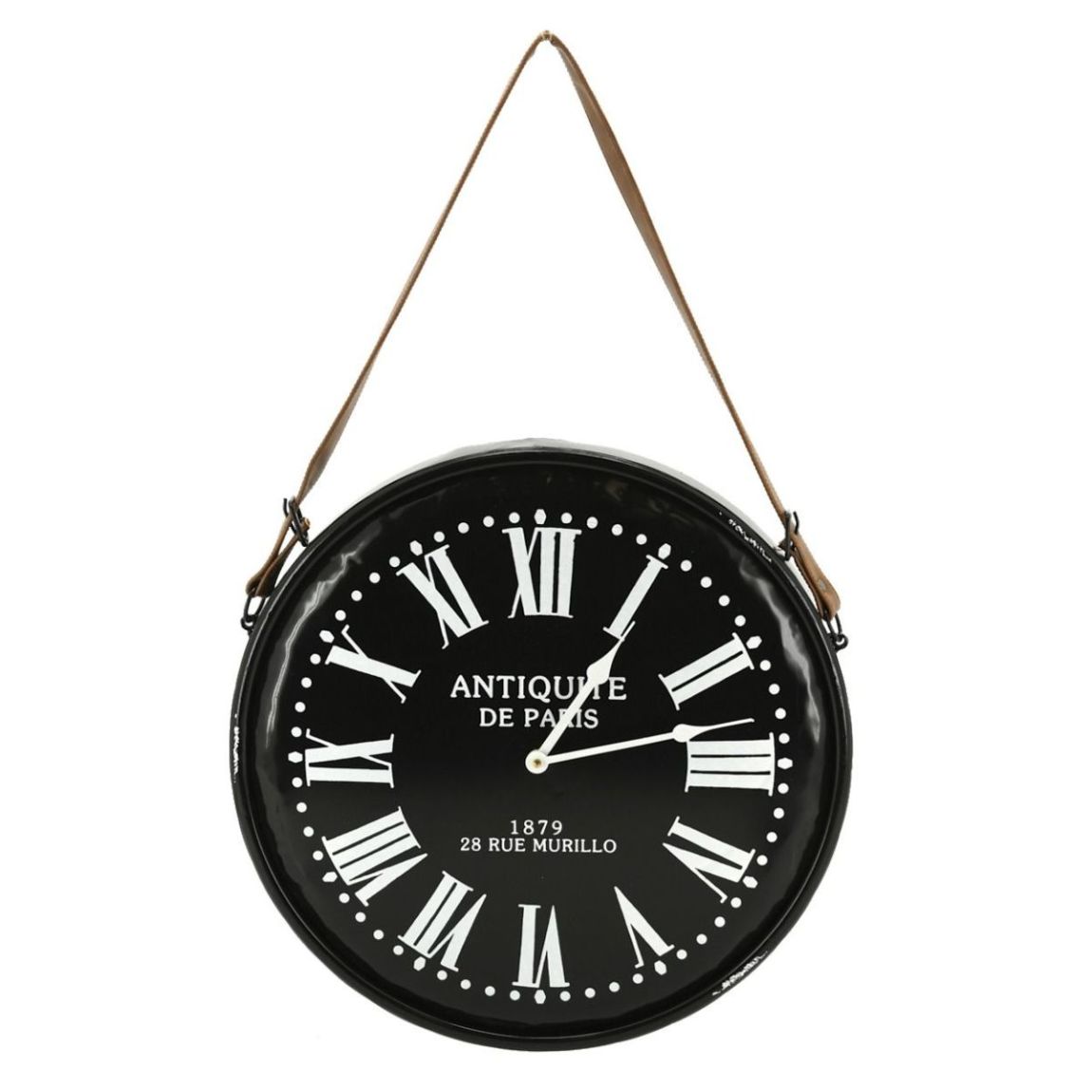 Horloge en métal noir laqué Antiquités de Paris main product photo