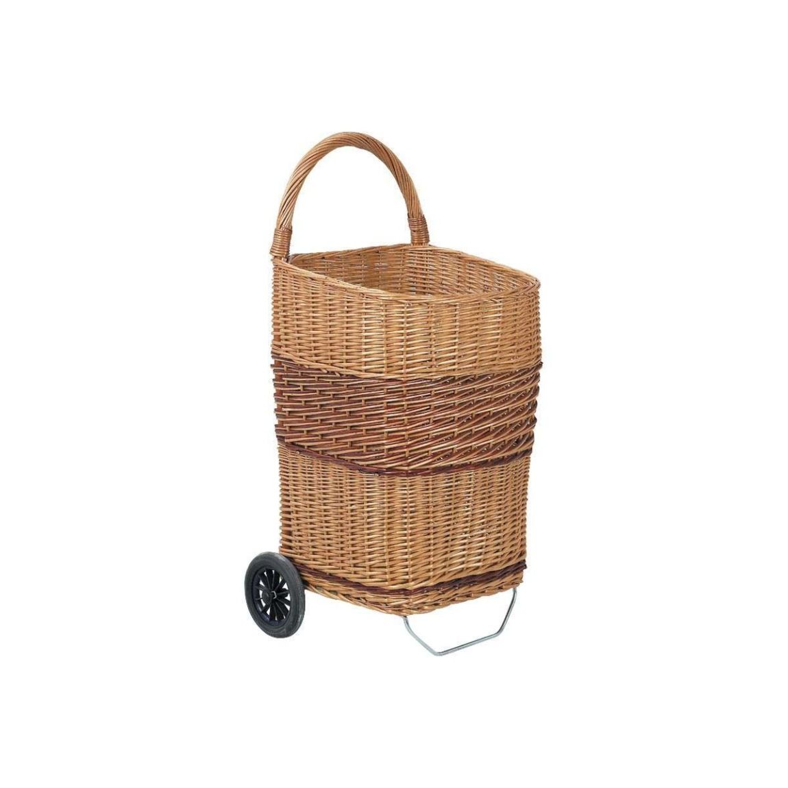 Chariot à bûches en osier sur roulettes main product photo