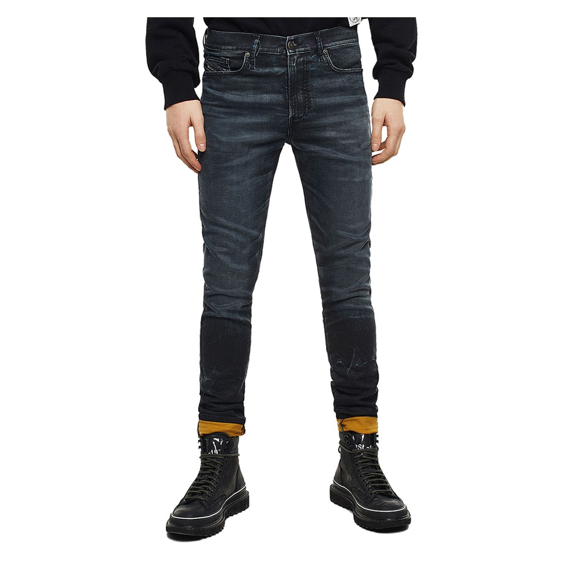 Jean skinny stretch à délavage foncé main product photo