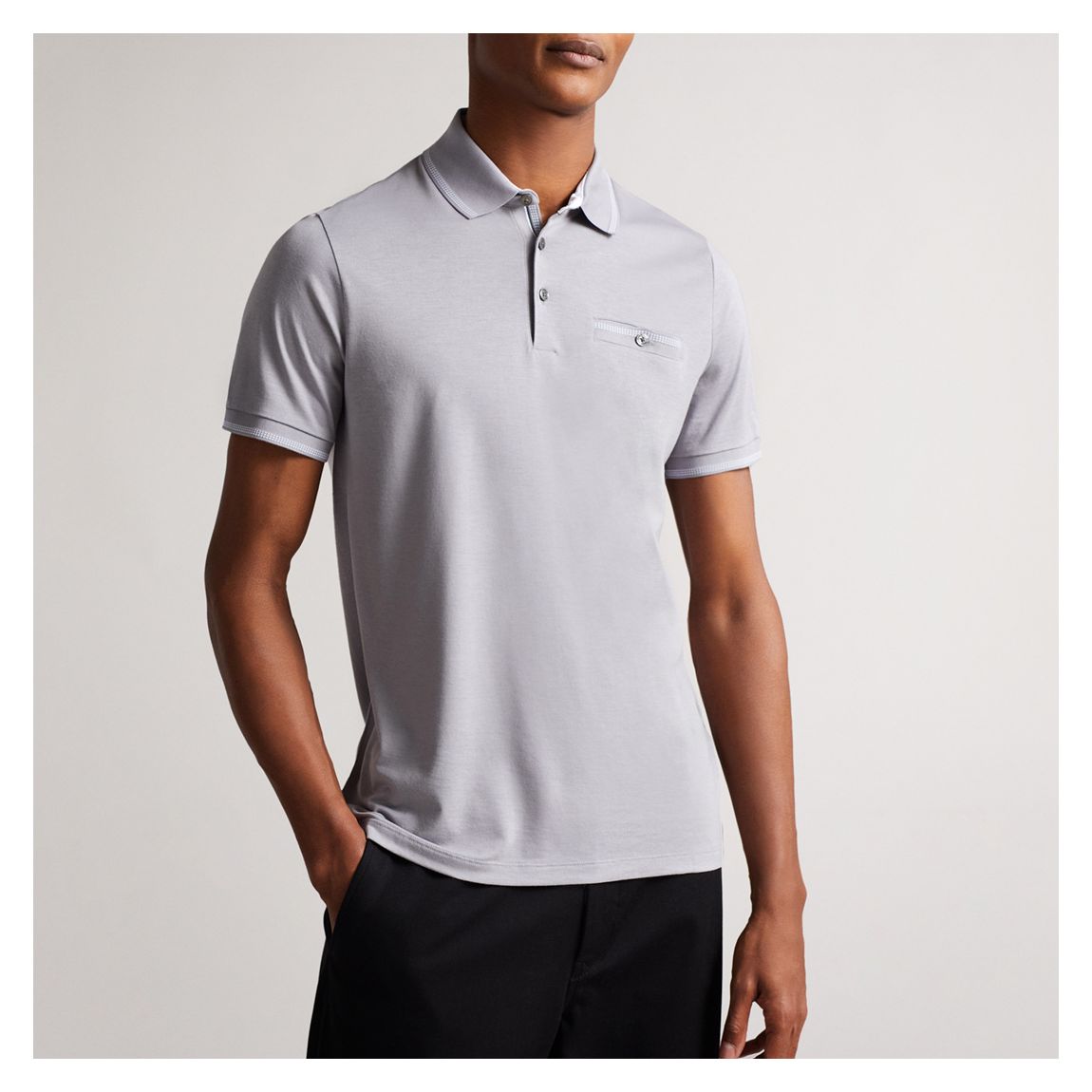 Polo En Coton Tortila Gris Clair main product photo