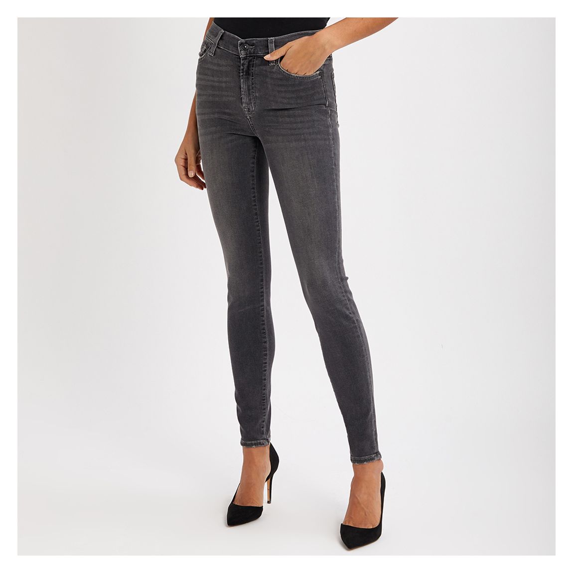 Jean Skinny Stretch Noir Délavé main product photo