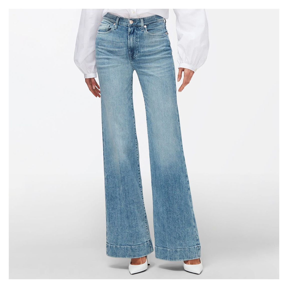 Blue Wide Bootcut Stretch Jeans main product photo
