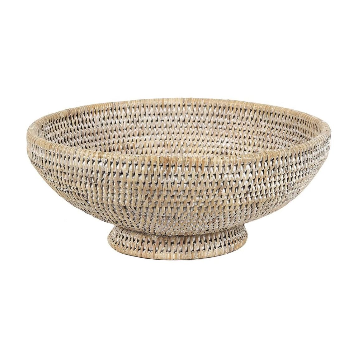Corbeille sur pied en rotin blanc main product photo