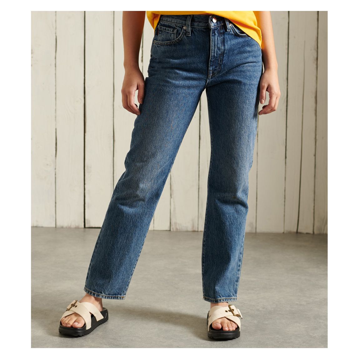 Blue High Rise Straight Cotton Jeans main product photo