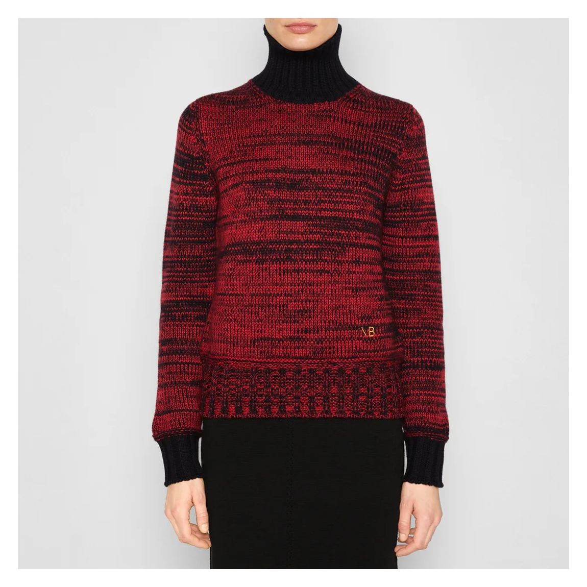 Pull en laine à col polo et détails contrastés, rouge main product photo