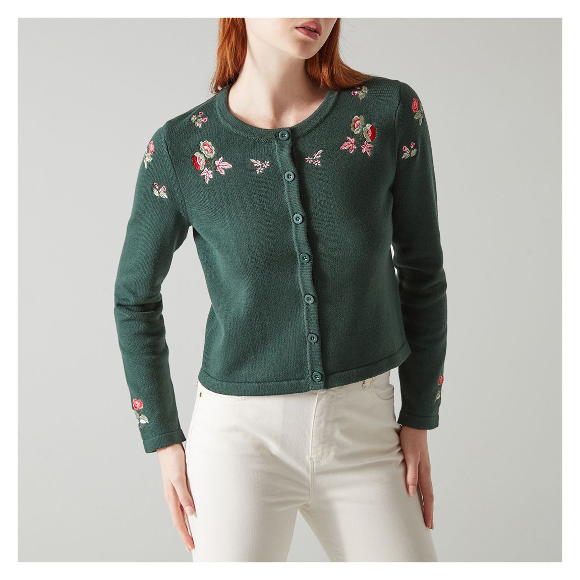 Cardigan en laine mélangée Monty vert foncé main product photo